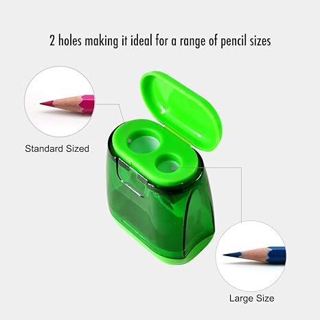 Pencil Sharpeners, Manual Pencil Sharpeners, 4PCS Colorful Dual Holes Pencil Sharpener with Lid, Portable Pencil Sharpener for Kids Adults School Office
