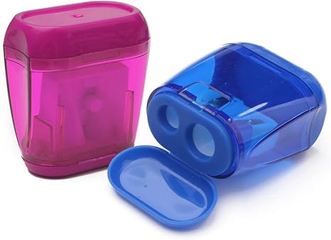 Pencil Sharpeners, 4pcs Pencil Sharpener Manual Colorful Dual Holes Compact Handheld Pencils Sharpener with Lid Portable Pencil Sharpener for Kids Adults School Office Home