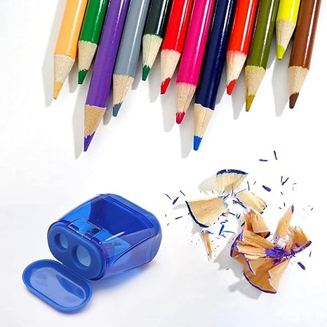 Pencil Sharpeners, 4pcs Pencil Sharpener Manual Colorful Dual Holes Compact Handheld Pencils Sharpener with Lid Portable Pencil Sharpener for Kids Adults School Office Home
