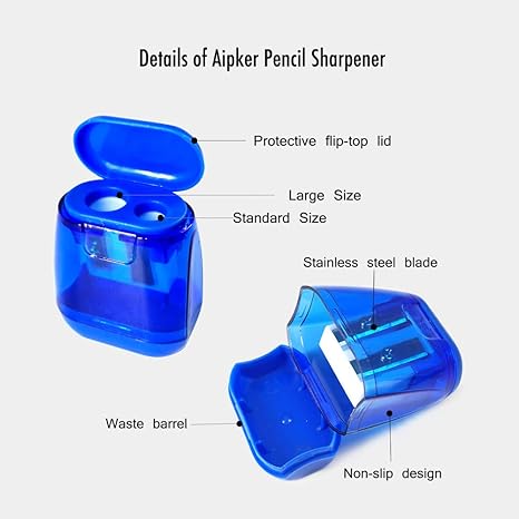 Pencil Sharpeners, Manual Pencil Sharpeners, 4PCS Colorful Dual Holes Pencil Sharpener with Lid, Portable Pencil Sharpener for Kids Adults School Office