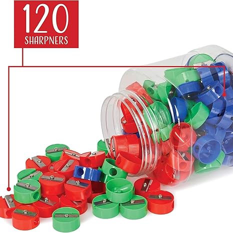 Pencil Sharpeners - Plastic Pencil Sharpener for Kids with Metal Blades - Portable and Colored Manual Pencil Sharpener - Back to School Essential - Bulk Pack of 120