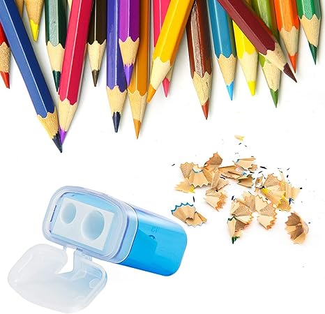 24 PCS 2 Holes Small Manual Pencil Sharpener with Lid,for Kids,School