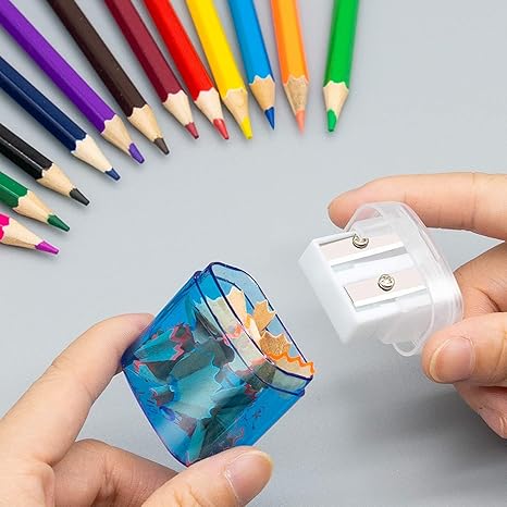 24 PCS 2 Holes Small Manual Pencil Sharpener with Lid,for Kids,School