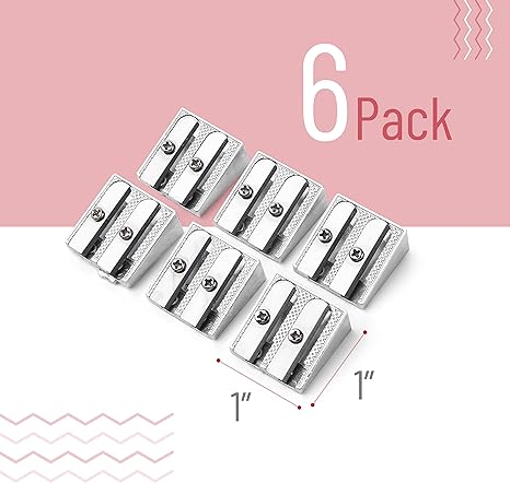 Handheld Metal Pencil Sharpener with 2 Holes, Pack of 6, Back to School Supplies