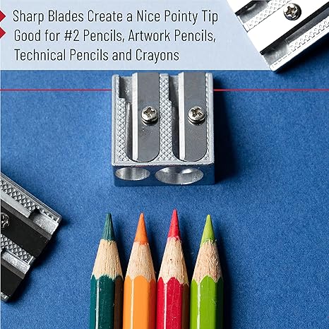 Handheld Metal Pencil Sharpener with 2 Holes, Pack of 6, Back to School Supplies