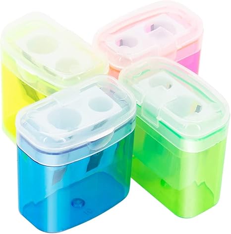 24 PCS 2 Holes Small Manual Pencil Sharpener with Lid,for Kids,School