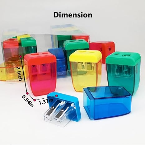 24Pcs Pencil Sharpener Manual, Small Dual Hole Pencil Sharpeners Bulk for School Office Home, Back to School Supplies