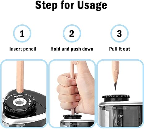 Pencil Sharpener Electric Pencil Sharpener for Kids, Blade to Fast Sharpen, Suitable for No.2/School/Classroom/Office/Home (Black)