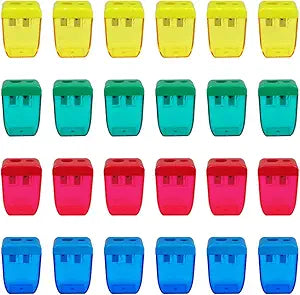 24Pcs Pencil Sharpener Manual, Small Dual Hole Pencil Sharpeners Bulk for School Office Home, Back to School Supplies