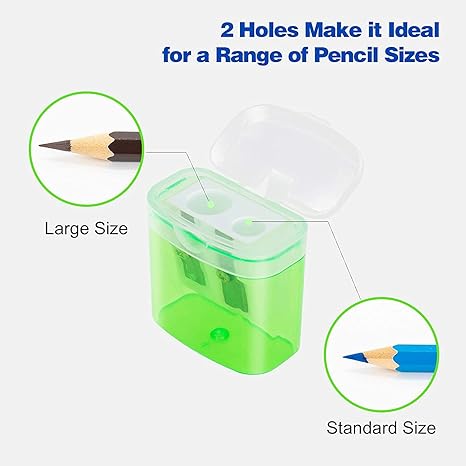 24 PCS 2 Holes Small Manual Pencil Sharpener with Lid,for Kids,School