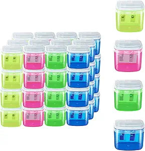 48 Pcs Manual Pencil Sharpeners with Lid, for School,Office and Home