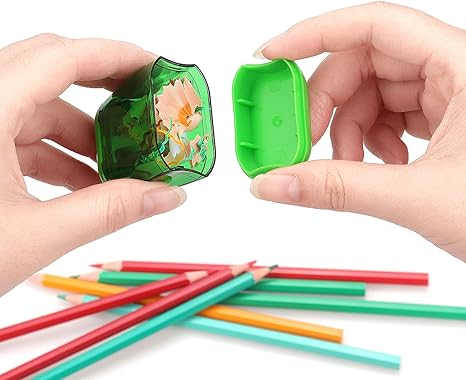 8 Pack Double Holes Pencil Sharpener Manual Pencil Sharpeners with Lid for Kids Plastic Sharpeners for School Office Home(Blue, Green, Orange, Rose)
