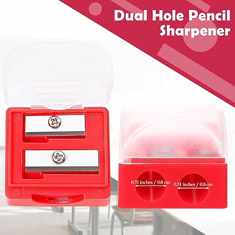 60 Pieces Pencil Sharpener Manual Dual Holes Pencil Sharpeners with Lid Handheld Colored Pencil Sharpeners Bulk for Classroom School Office Home