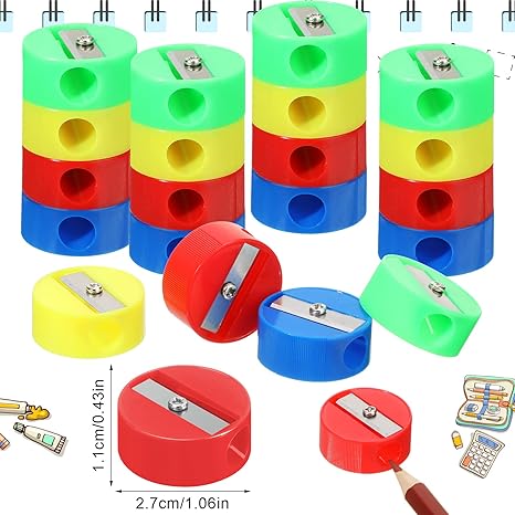 200 Pcs Pencil Sharpeners, Mini Round Manual Sharpeners Pocket Pencil Sharpener for Kids Adults Office School Supplies Goodie Bags and Gifts, Multicolor