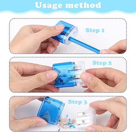 24 Pieces Pencil Sharpeners Manual Dual Holes Pencil Sharpener with Lid Portable Colorful Crayon Sharpener for Kids & Adults, School, Office, Home, Travel