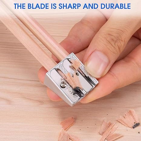 Metal Pencil Sharpeners, 4pcs Manual Double Hole Pencil Sharpener for Colored Graphite Pencils, Crayon Sharpener, Home School Office