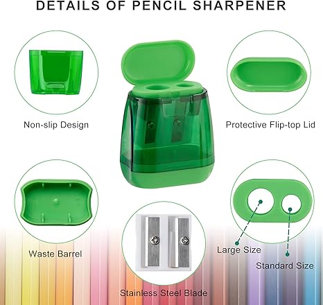 Pencil Sharpeners, 4 Pcs Pencil Sharpeners Manual,Dual Holes Compact Colored Handheld Pencil Sharpener for Kids with Lid Adults Students School Class Home Office (Covered)