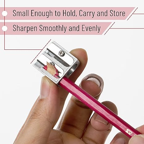 Handheld Metal Pencil Sharpener with 2 Holes, Pack of 6, Back to School Supplies