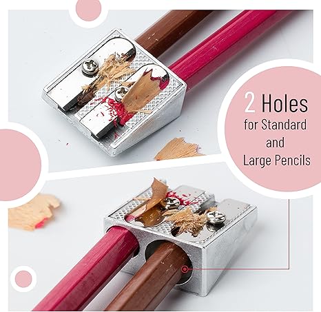 Handheld Metal Pencil Sharpener with 2 Holes, Pack of 6, Back to School Supplies